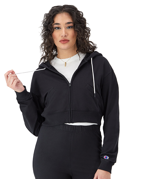 365 Terry Cropped Full Zip Hoodie